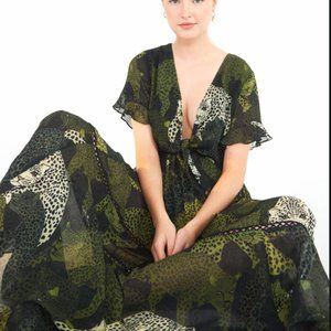 Farm Rio - MILITARY JAGUAR MAXI DRESS